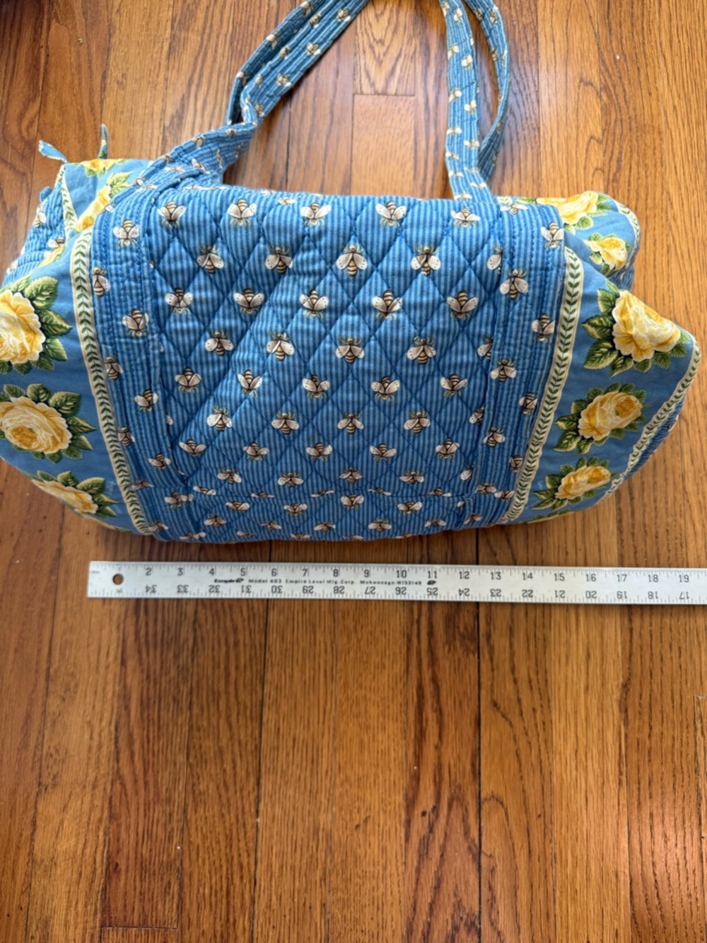 Vera Bradley Blue Quilted Travel Duffel with Yellow Rose & Bees Retired print - Picture 11 of 11